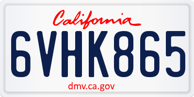 CA license plate 6VHK865