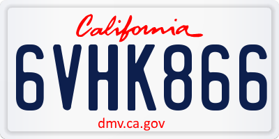 CA license plate 6VHK866