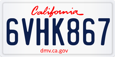 CA license plate 6VHK867