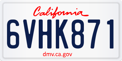 CA license plate 6VHK871