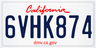 CA license plate 6VHK874