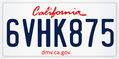 CA license plate 6VHK875