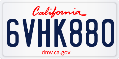 CA license plate 6VHK880