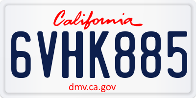 CA license plate 6VHK885