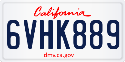 CA license plate 6VHK889