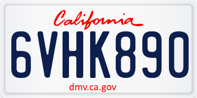 CA license plate 6VHK890