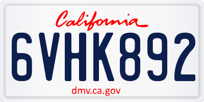 CA license plate 6VHK892