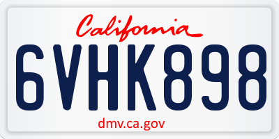 CA license plate 6VHK898
