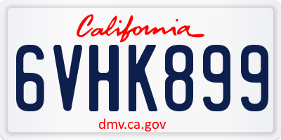CA license plate 6VHK899