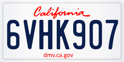 CA license plate 6VHK907