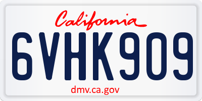 CA license plate 6VHK909