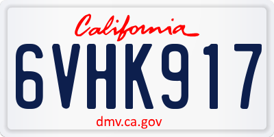 CA license plate 6VHK917