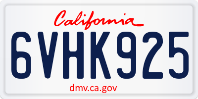 CA license plate 6VHK925
