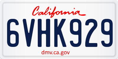 CA license plate 6VHK929