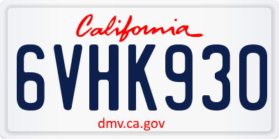 CA license plate 6VHK930