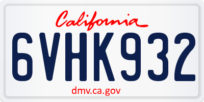 CA license plate 6VHK932