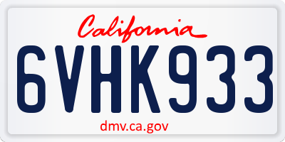 CA license plate 6VHK933