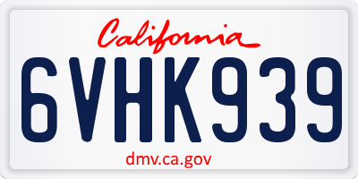 CA license plate 6VHK939
