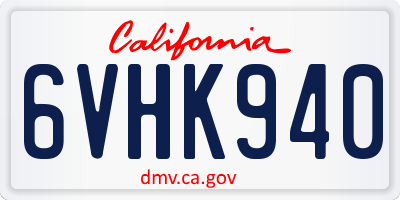 CA license plate 6VHK940