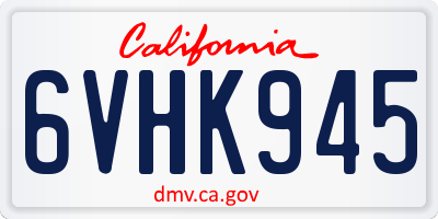 CA license plate 6VHK945
