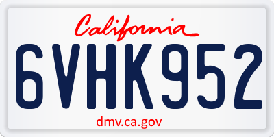 CA license plate 6VHK952