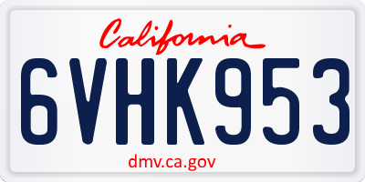 CA license plate 6VHK953