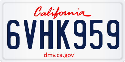 CA license plate 6VHK959