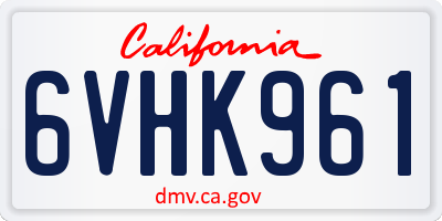 CA license plate 6VHK961