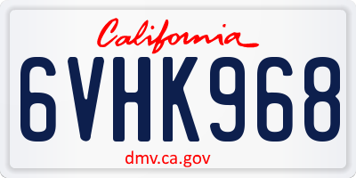CA license plate 6VHK968