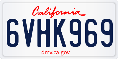 CA license plate 6VHK969