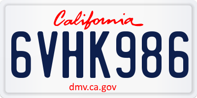 CA license plate 6VHK986