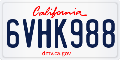 CA license plate 6VHK988