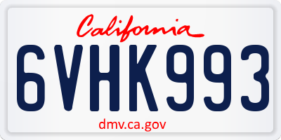 CA license plate 6VHK993