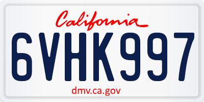 CA license plate 6VHK997