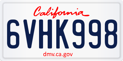 CA license plate 6VHK998