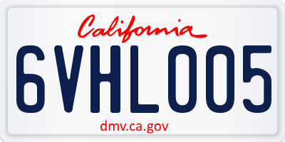 CA license plate 6VHL005