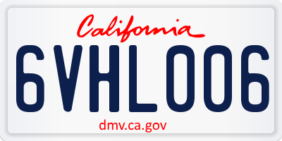 CA license plate 6VHL006