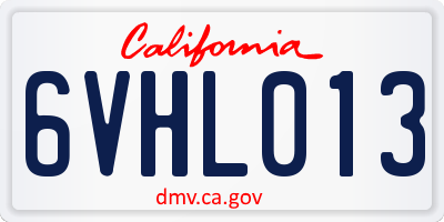CA license plate 6VHL013