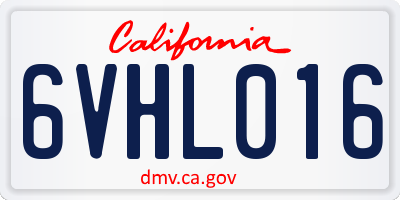 CA license plate 6VHL016