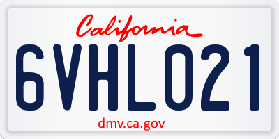 CA license plate 6VHL021