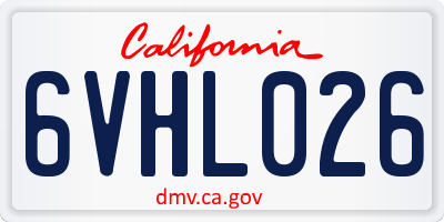 CA license plate 6VHL026