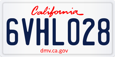 CA license plate 6VHL028