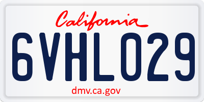 CA license plate 6VHL029