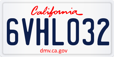 CA license plate 6VHL032