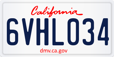CA license plate 6VHL034