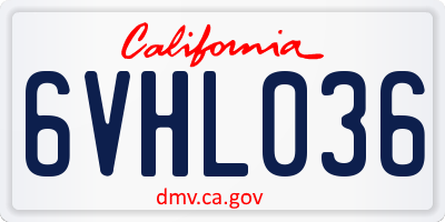 CA license plate 6VHL036