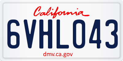 CA license plate 6VHL043