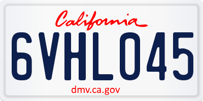 CA license plate 6VHL045