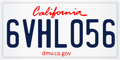 CA license plate 6VHL056