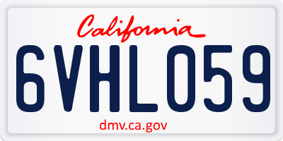 CA license plate 6VHL059
